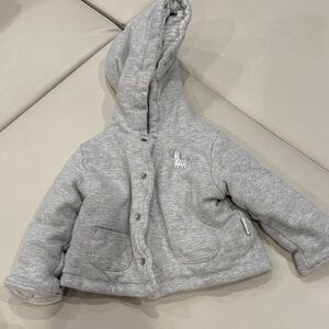 Little Me Reversible Cozy Hooded Baby Jacket with Zebra Logo 0-3m